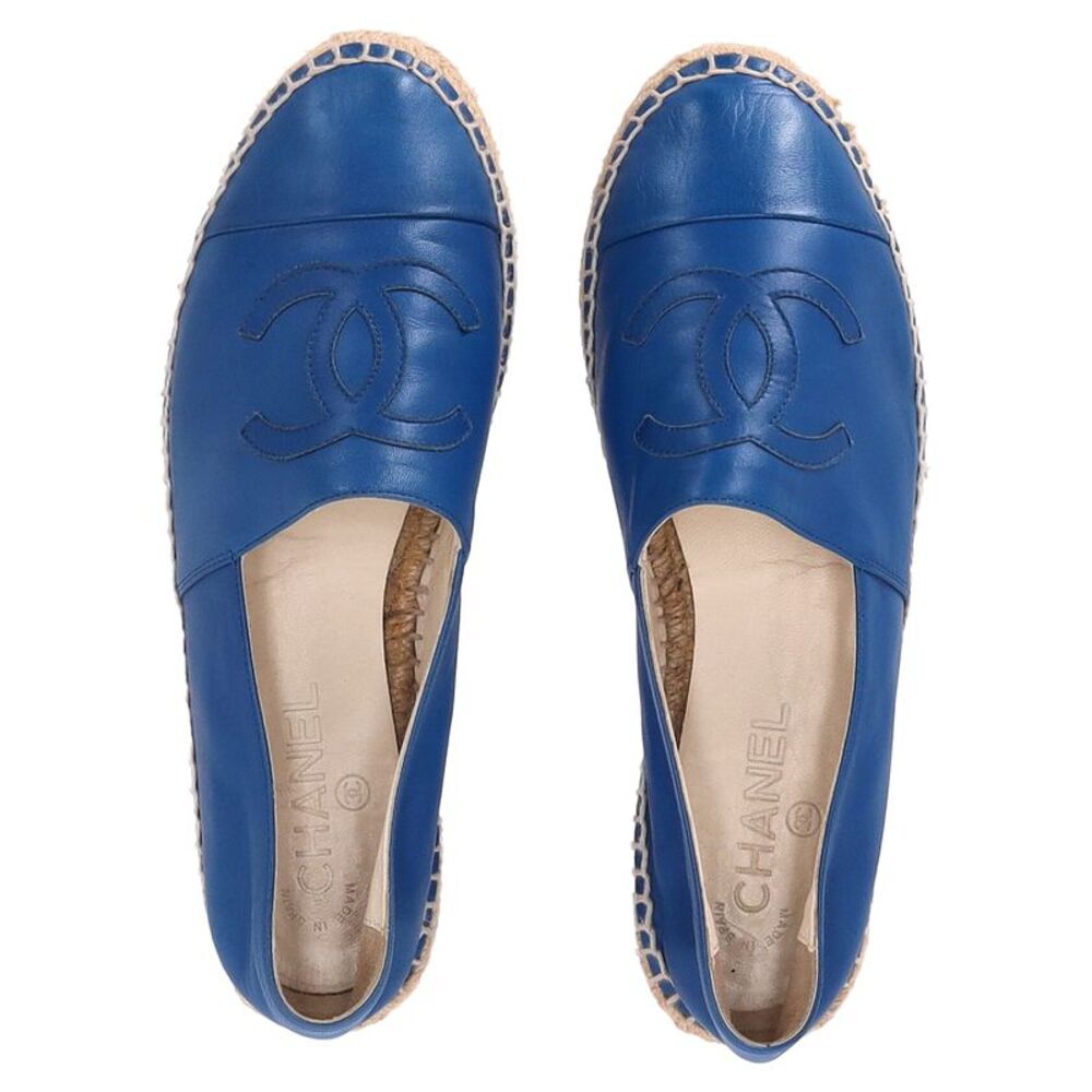 Chanel CC Espadrille Flats in Blue Lambskin Leather - Picture 10 of 12